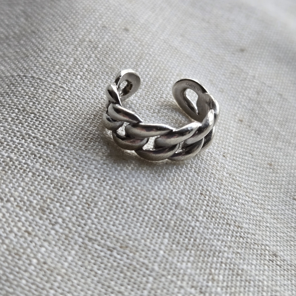 Beautiful Sterling Silver Unisex Cuban Link Chain "Cuff" Ring (6g / 0.20oz wt)